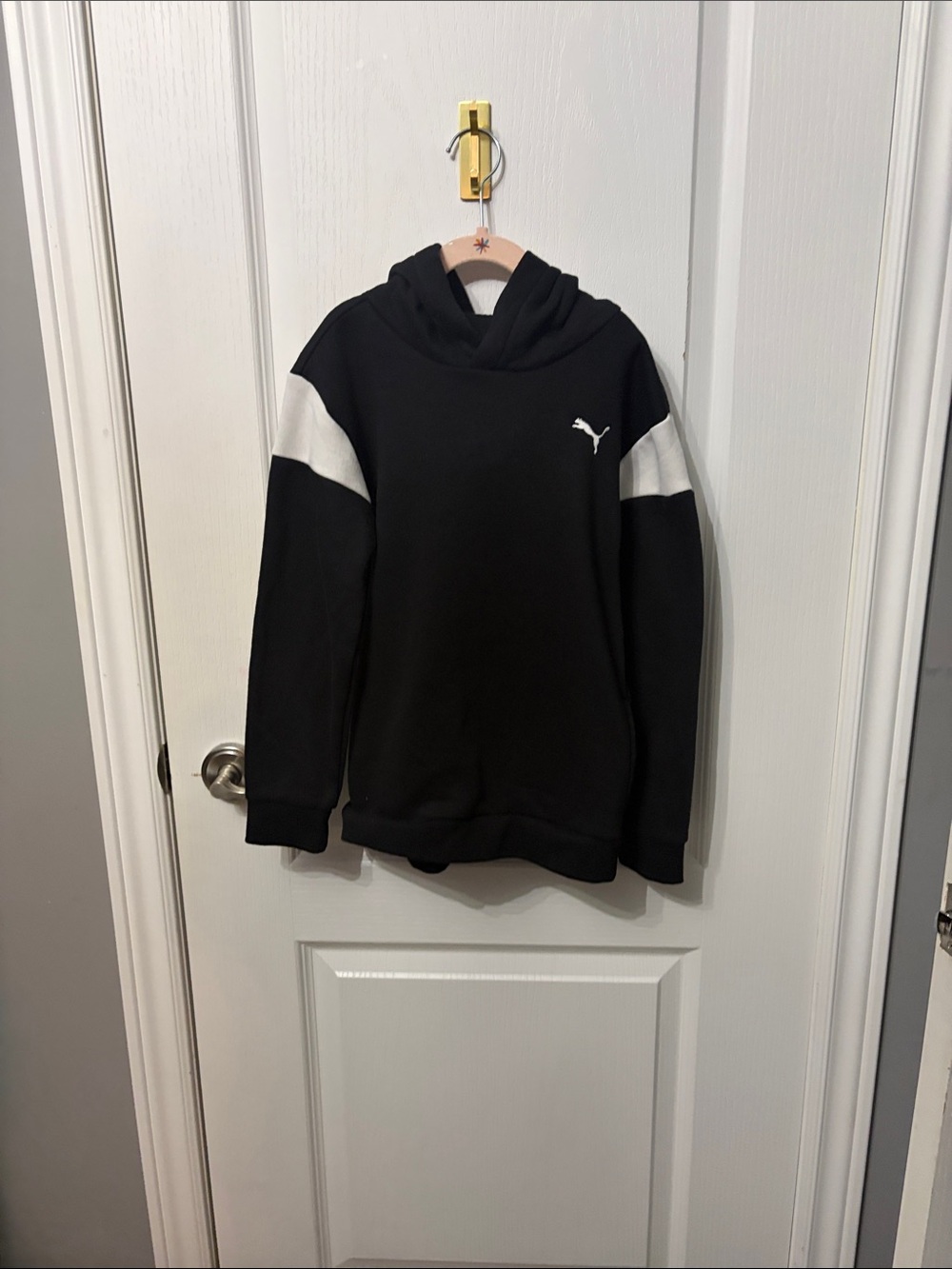 Puma Black Crewneck Hoodie with White Shoulder Panels